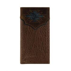 NEW RED DIRT HAT COMPANY men's genuine leather yoke inlay rodeo wallet in brown/